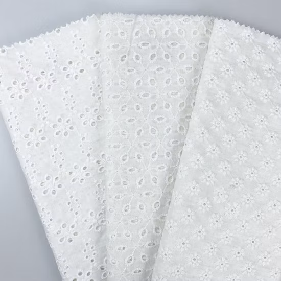 White Embroidery Swiss Voile Eyelet 100% Cotton Embroidery Fabric for Women Dress
