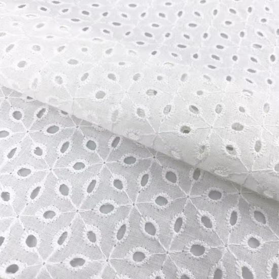 White Embroidery Swiss Voile Eyelet 100% Cotton Embroidery Fabric for Women Dress