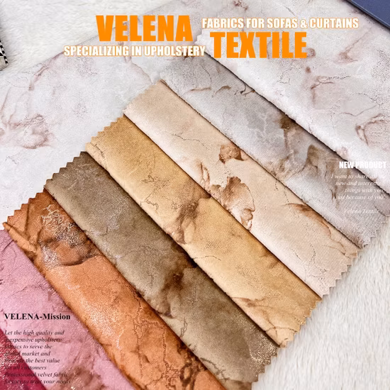 New Home Textile Soft Fabric Holland Velvet Dyeing with Print and Glue Emboss Upholstery Furniture Sofa Curtain Fabric China Factory 9
