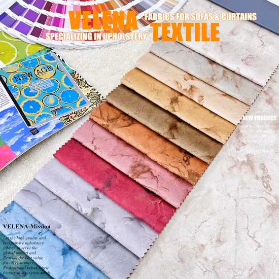 New Home Textile Soft Fabric Holland Velvet Dyeing with Print and Glue Emboss Upholstery Furniture Sofa Curtain Fabric China Factory 9
