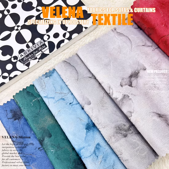 New Home Textile Soft Fabric Holland Velvet Dyeing with Print and Glue Emboss Upholstery Furniture Sofa Curtain Fabric China Factory 9