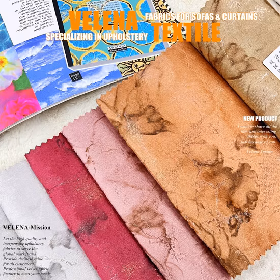 New Home Textile Soft Fabric Holland Velvet Dyeing with Print and Glue Emboss Upholstery Furniture Sofa Curtain Fabric China Factory 9