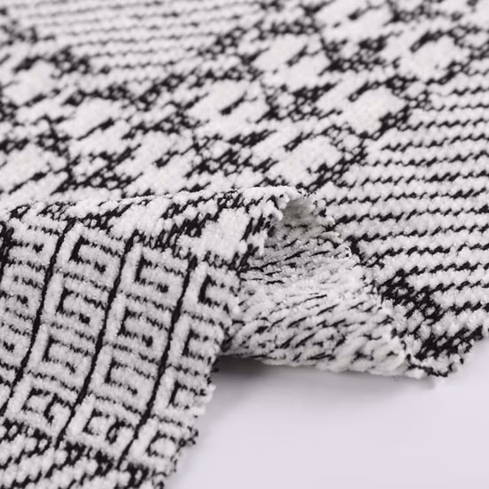 Factory Customized Slub Hacci Chenille Jacquard Knit 100% Polyester Jacquard Fabrics for Mattress