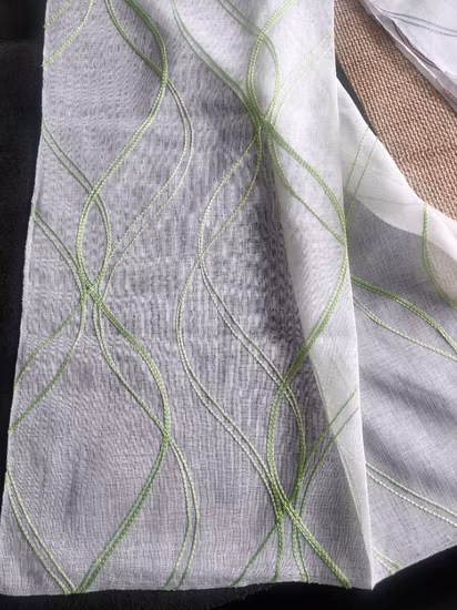 Geomatry Embroidered Design Made on The Dolly Sheer Curtain Fabric