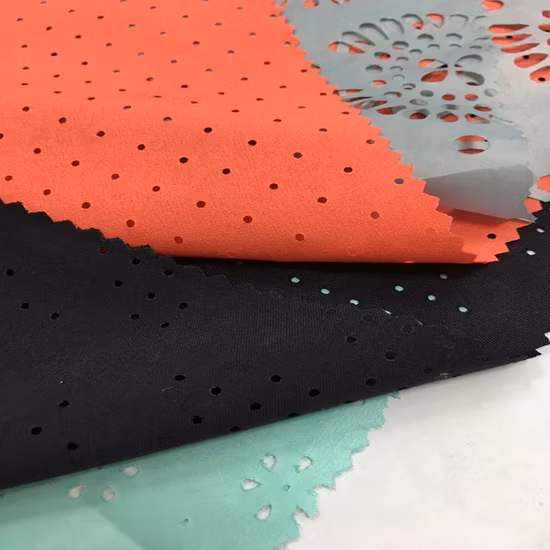Grs Recycled RPET Pet Upholstery Hole Punched Perforated Elastic Stretch Polyester Microfiber Suede Fabric for Fashion Clothing